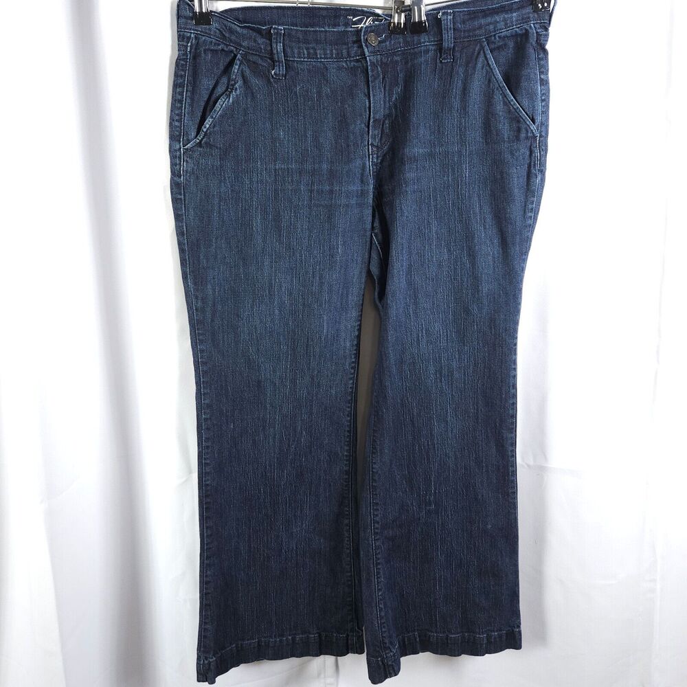 Old Navy‎ Women's 14 Short Flirt Bootcut Jeans Navy Blue Stretch Denim
